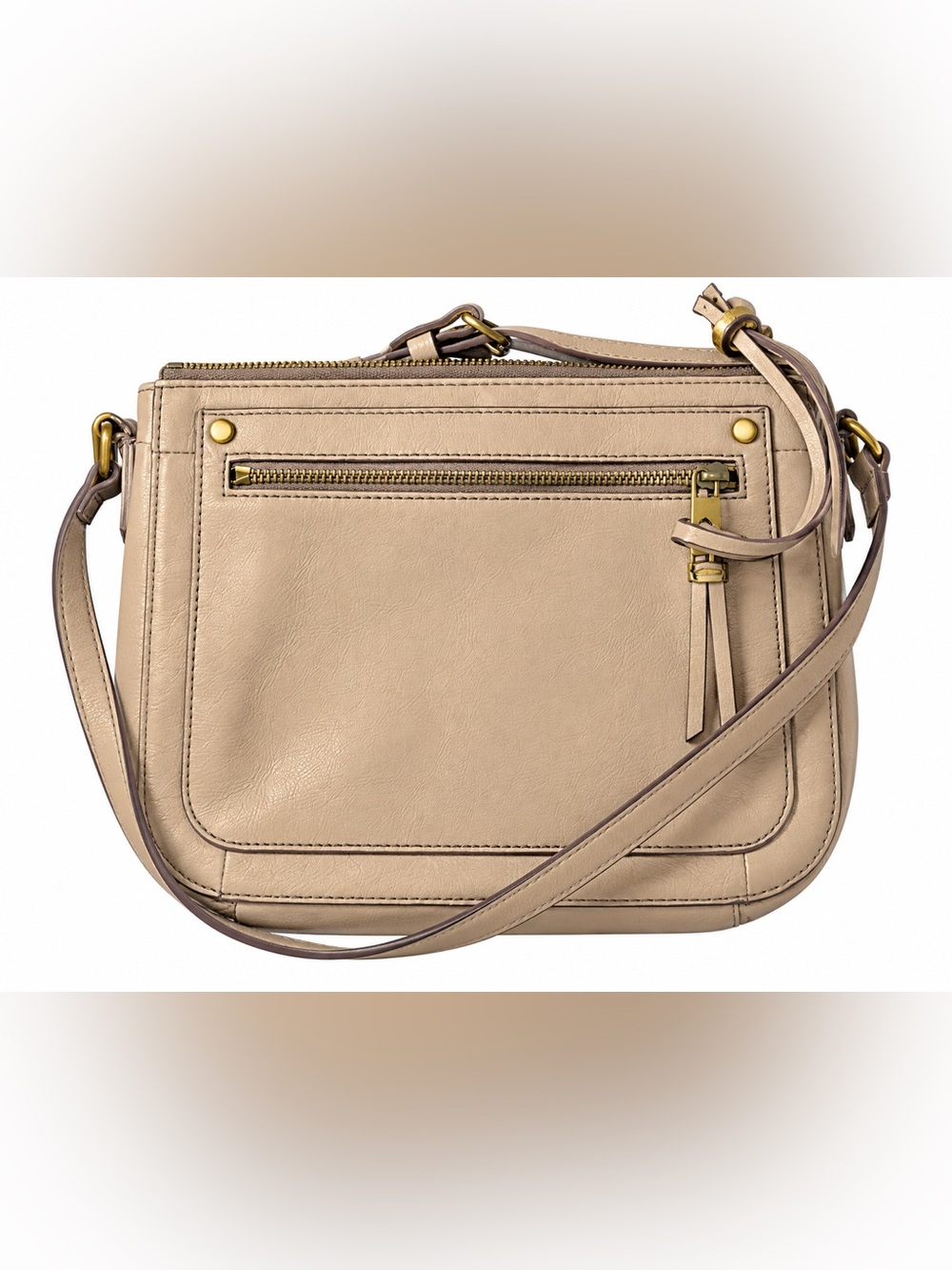 Fossil Beige Crossbody Shoulder Bag - Lightweight Everyday Tote
